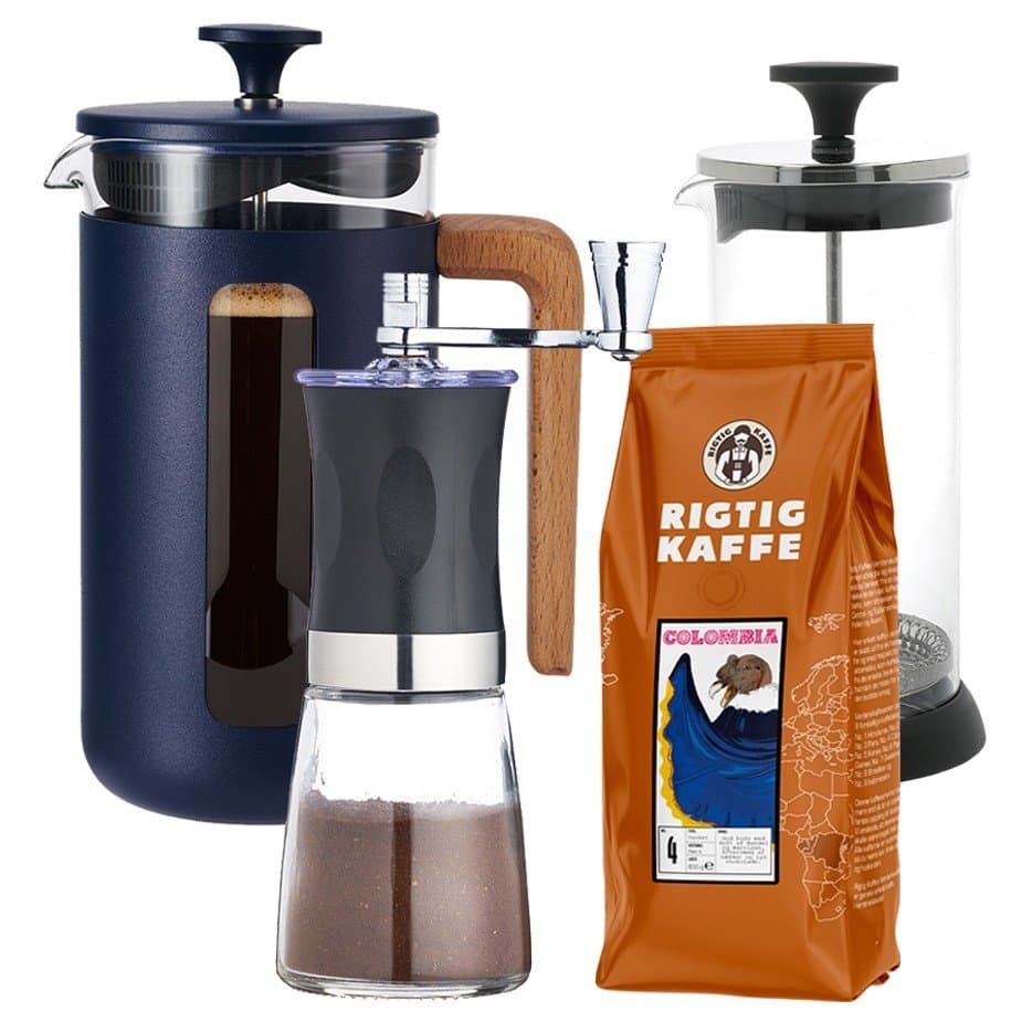 La Cafetière Pisa 8-kopps presskanna Marinblå Inkl. Kaffekvarn, mjölkskummare & 400g kaffe