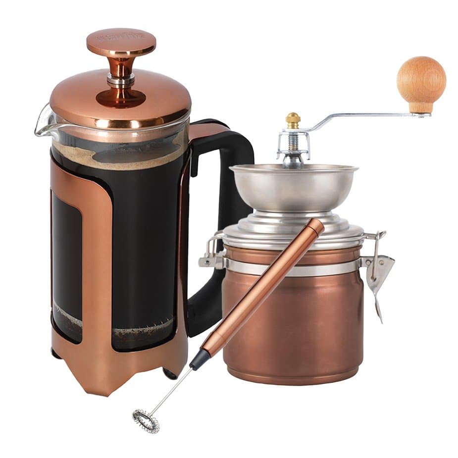 La Cafetière Roma 8-kopps presskanna Koppar Inkl. Manuell kaffekvarn & mjölkskummare