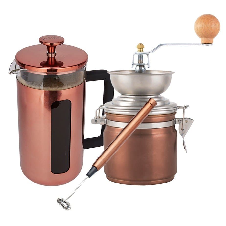 La Cafetière Pisa 3 koppar presskanna Koppar Inkl. Manuell kaffekvarn & mjölkskummare