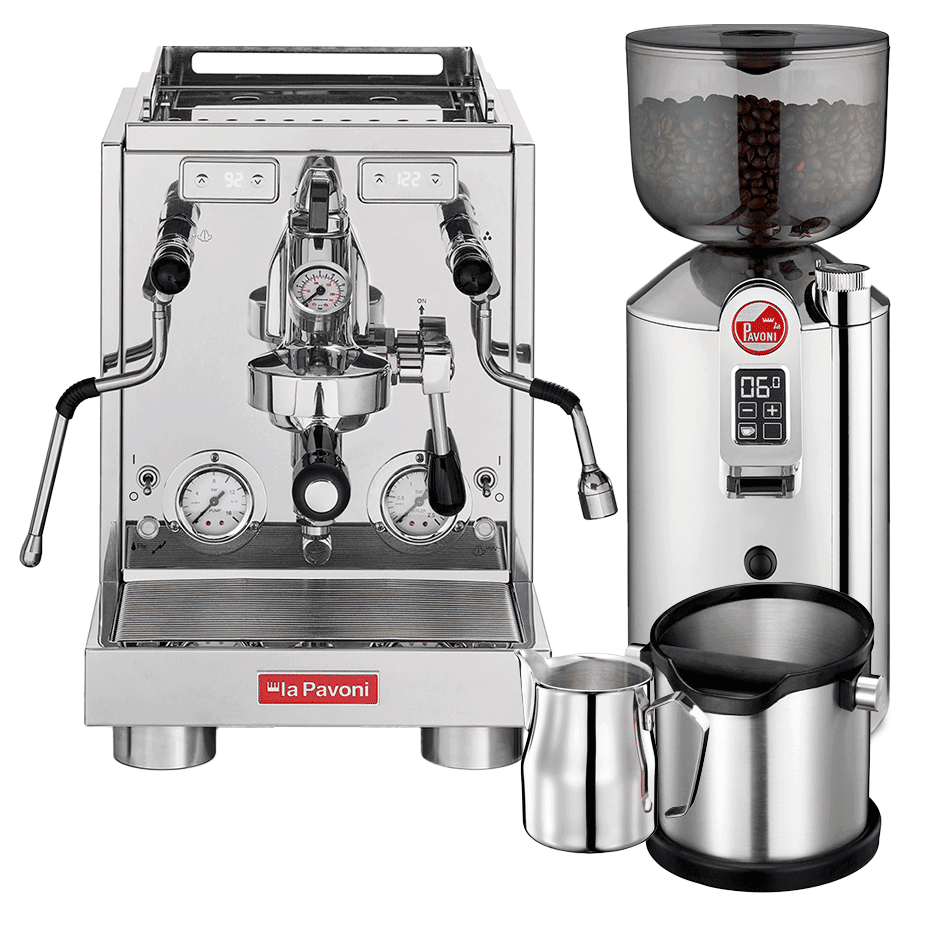La Pavoni New Botticelli Specialty LPSBSS03NO Espressomaskin inkl. Prosumer kromkvarn och baristautrustning