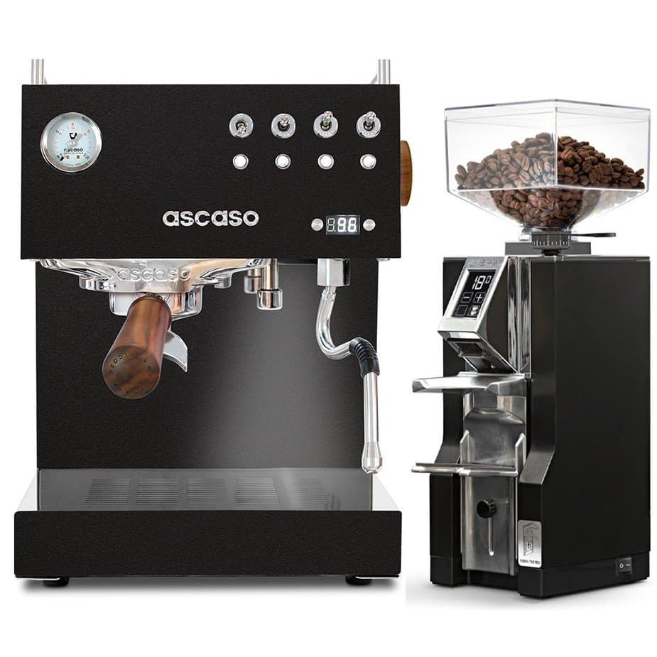 Ascaso Steel Duo PID svart espressomaskin inkl. Eureka Mignon Libra krom/mattsvart espressokvarn
