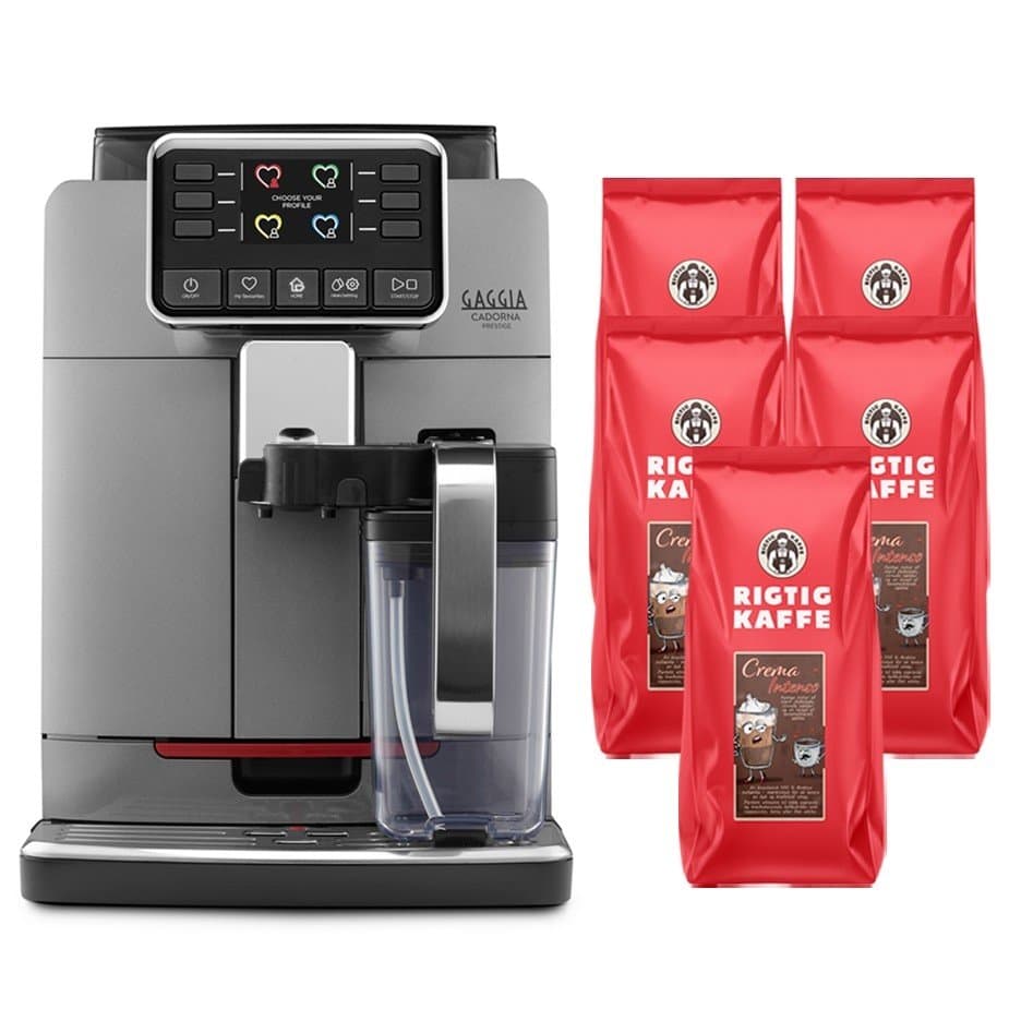 Gaggia Cadorna Prestige espressomaskin inklusive 5 kg Rigtig Kaffe Crema Intenso hela kaffebönor