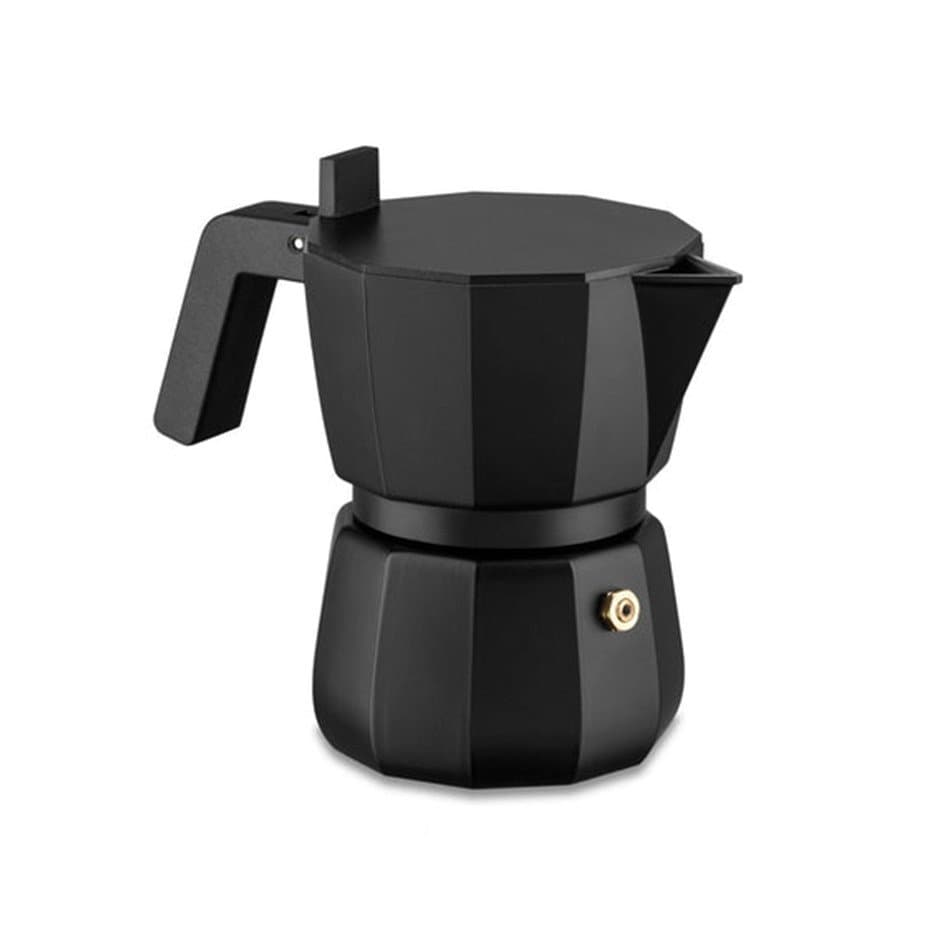 Alessi Moka 3-koppars espressokanna svart