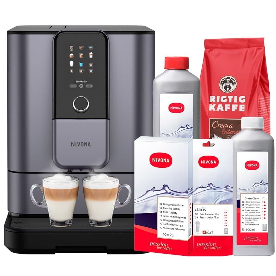 Nivona NIVO 8107 Pearl Blue Espressomaskin Inklusive avkalkning, kalkfilter, mjölkrenare, rengöringstabletter och 1 kg hela kaff