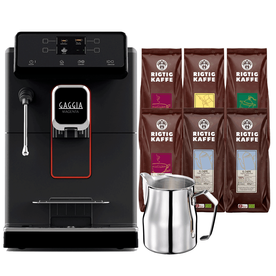 Gaggia Magenta Plus Espressomaskin Inkl. 0,5 L Mjölkkanna & 6 x 400 g Rigtig Kaffe Brown Series Hela Kaffebönor
