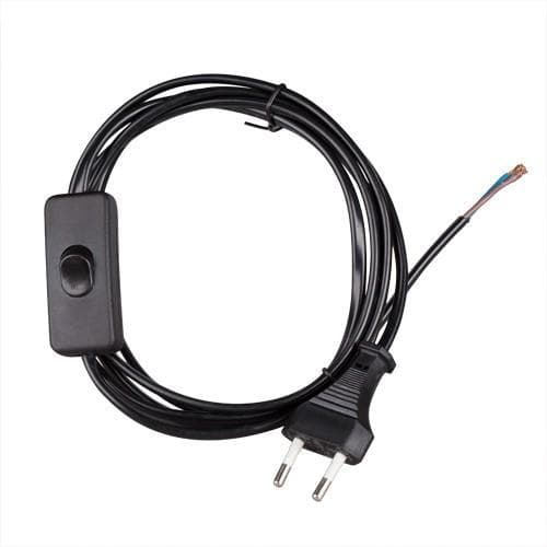 230V Kabel med håndstik og afbryder - sort