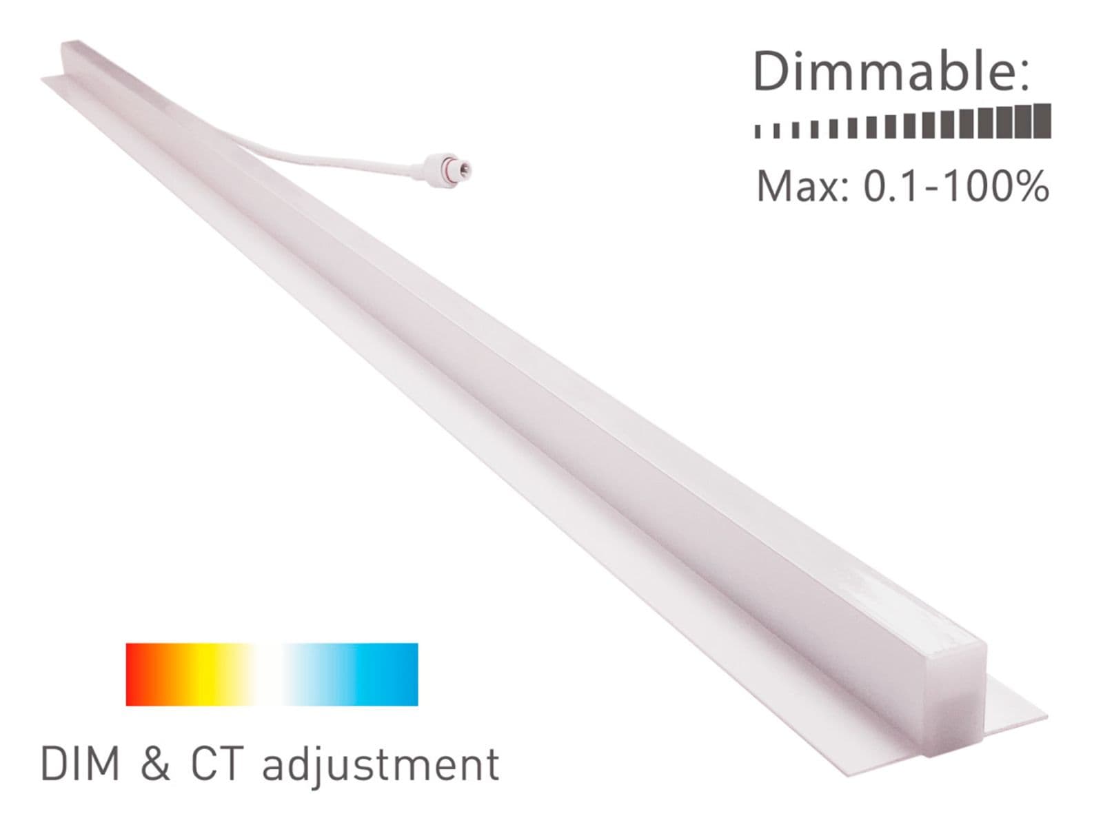 Troldtekt LED-skinne 120 cm til 24V - dæmpbar CCT, Ra93