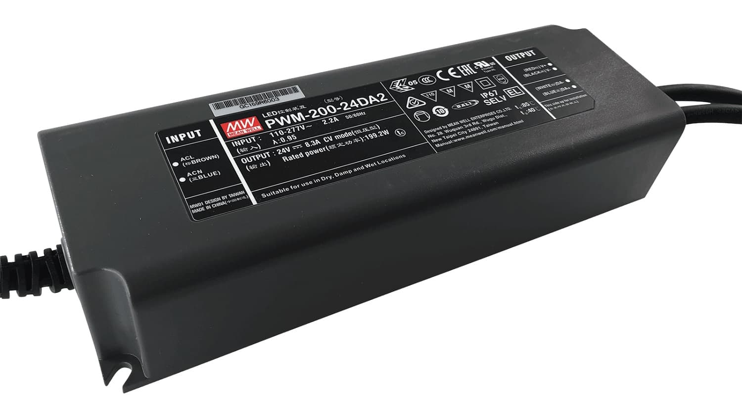 PWM Dæmpbar LED Driver 230V Til 24V (DALI/PUSH), IP67 - 200W