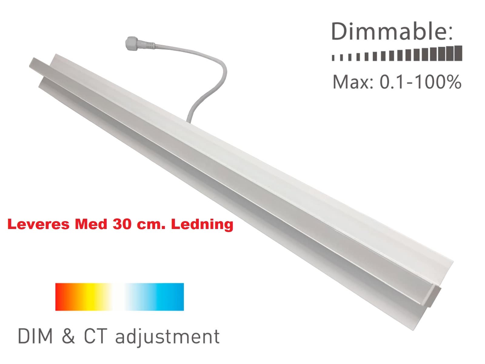 Troldtekt skinne 24V - LED CCT dæmpbar med Ra93, 60 cm