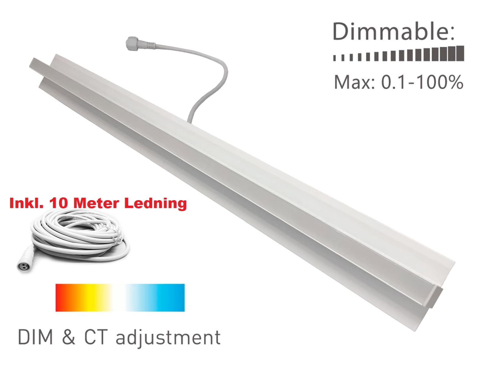 Troldtekt LED skinne 60cm til 24V - CCT dæmpbar med Ra93