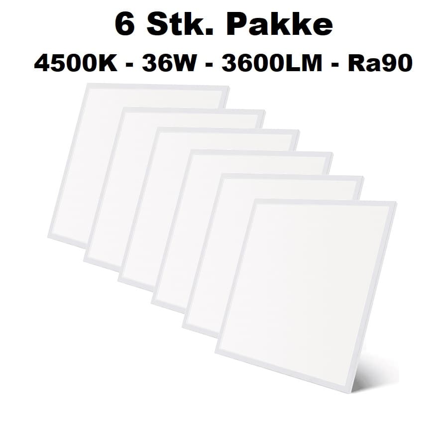 6 Stk. NICA LED Panel 60x60, 36W, 4500K, Ra90 - Hvid