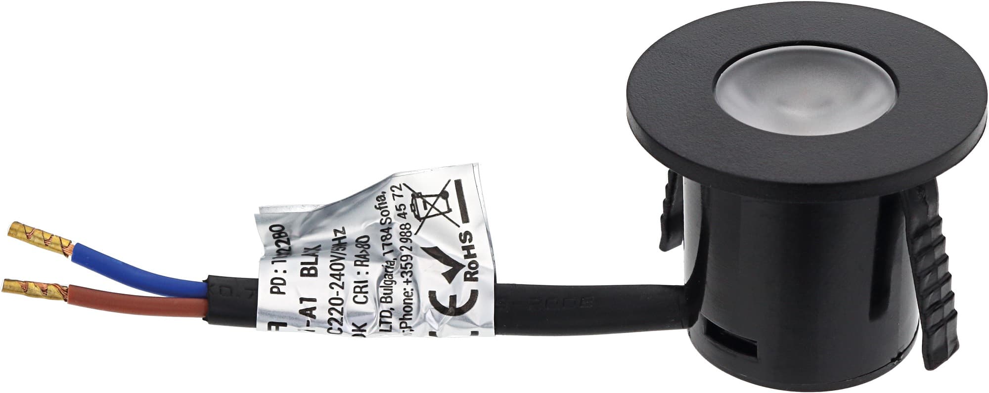 NICA Mini LED Spot 1W i 3000K Til 230V - Sort