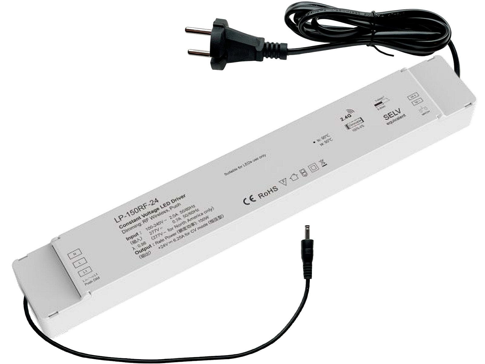 Dæmpbar LED Driver 24V, 150W (2.4GHz Trådløs + PUSH Dæmp)