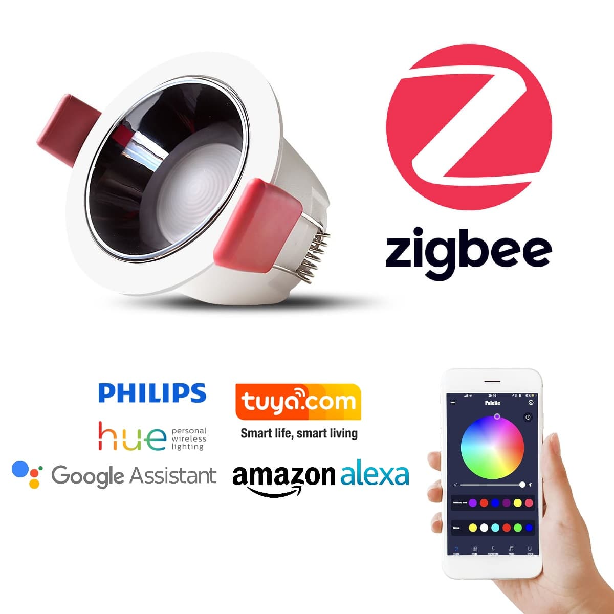PRO+ ZigBee LED Indbygningsspot 12W, RGB+CCT, Ra90 - Hvid
