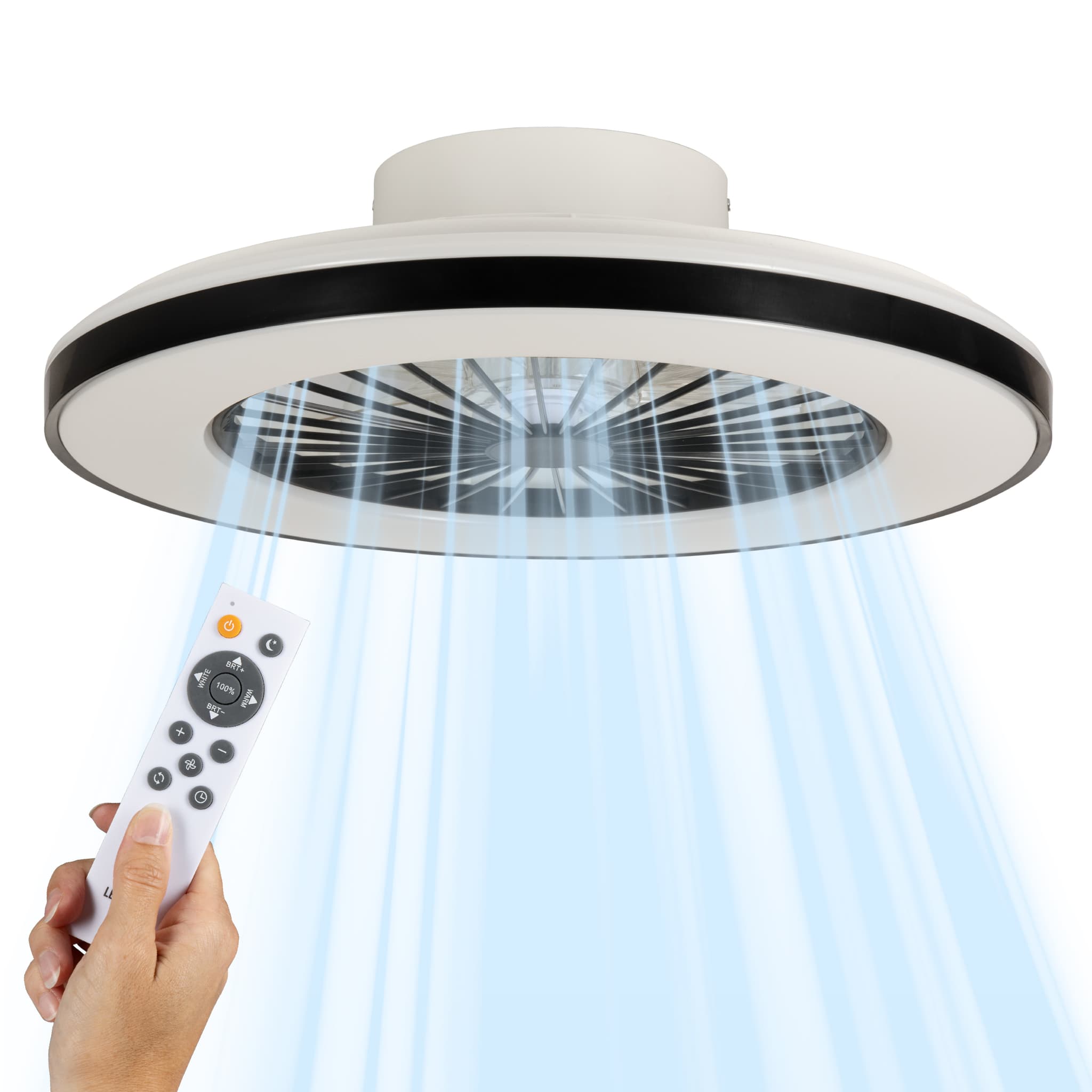 LED Loftlampe og Ventilator Ø500 (CCT Lys 2000K - 4000K) - Sort