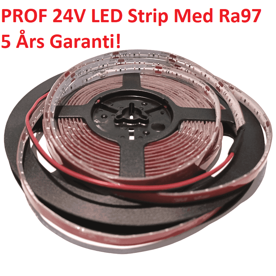 PRO LED Strip i 3000K, 24V, 9,6W/m, 895LM/m, IP65, Ra97 - 5 Meter
