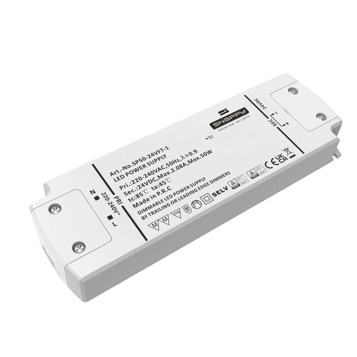 Snappy Kvalitets Dæmpbar LED Driver 230V Til 24V - 50 Watt