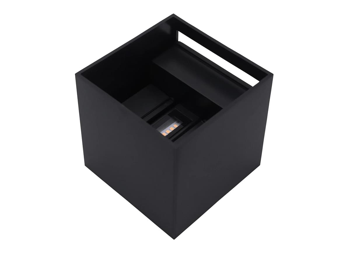 NEW CUBE LED Udendørs Væglampe 6W Up/Down i 3000K, IP65 - Sort