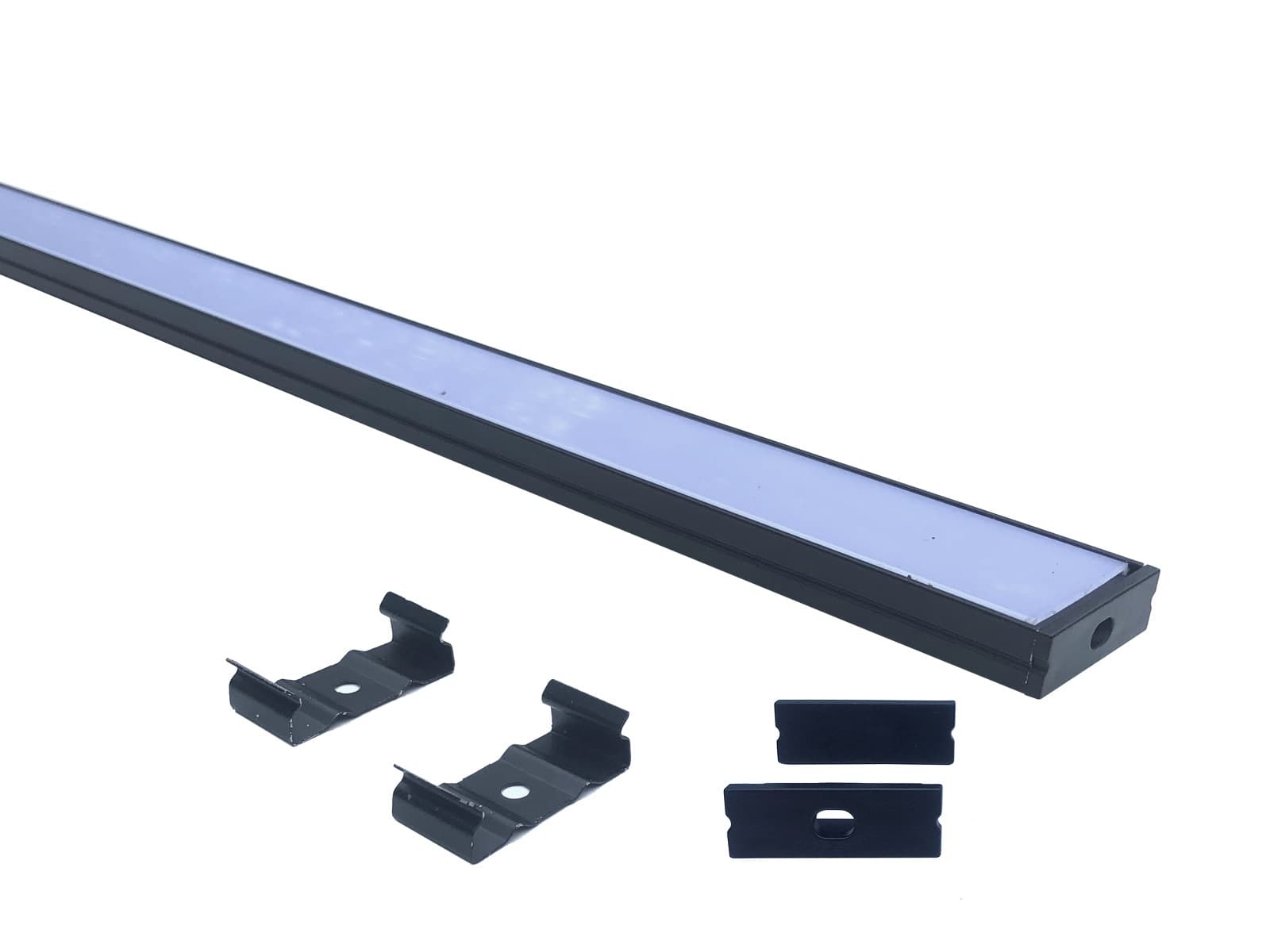 Akustik Alu Profil i Sort Til LED Strip (30x10 mm.) - 180 cm.