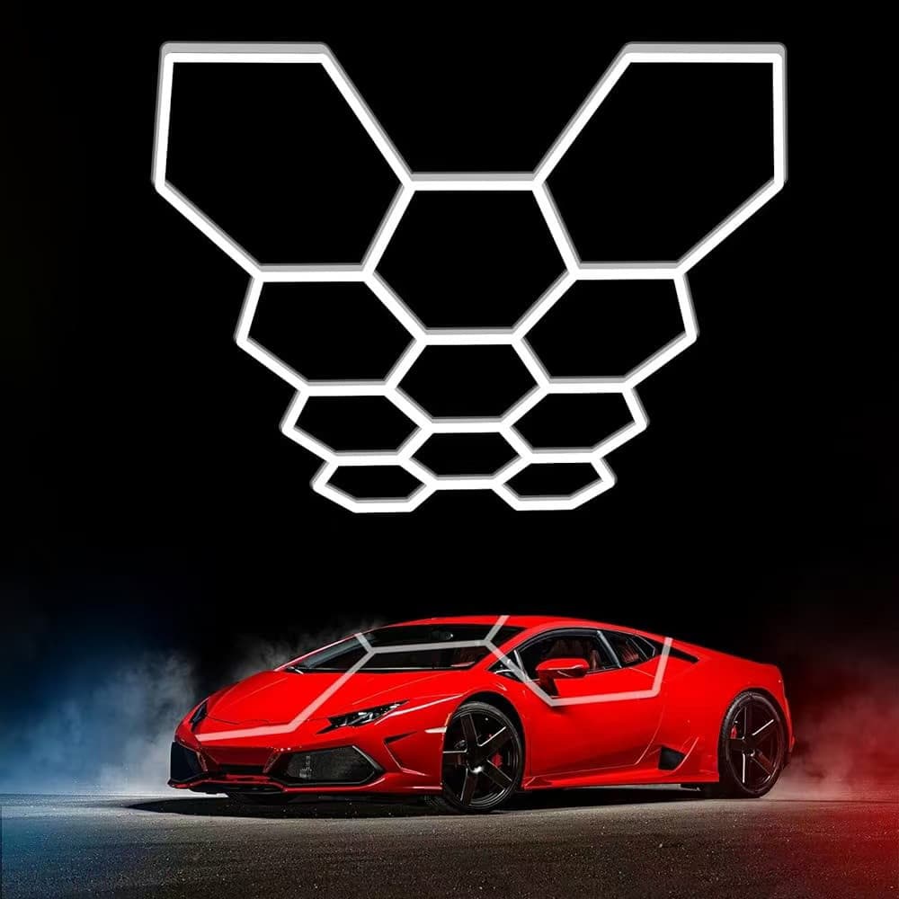 Hexagon LED Lysskinne Loftgitter (Komplet Med 11 Felter)
