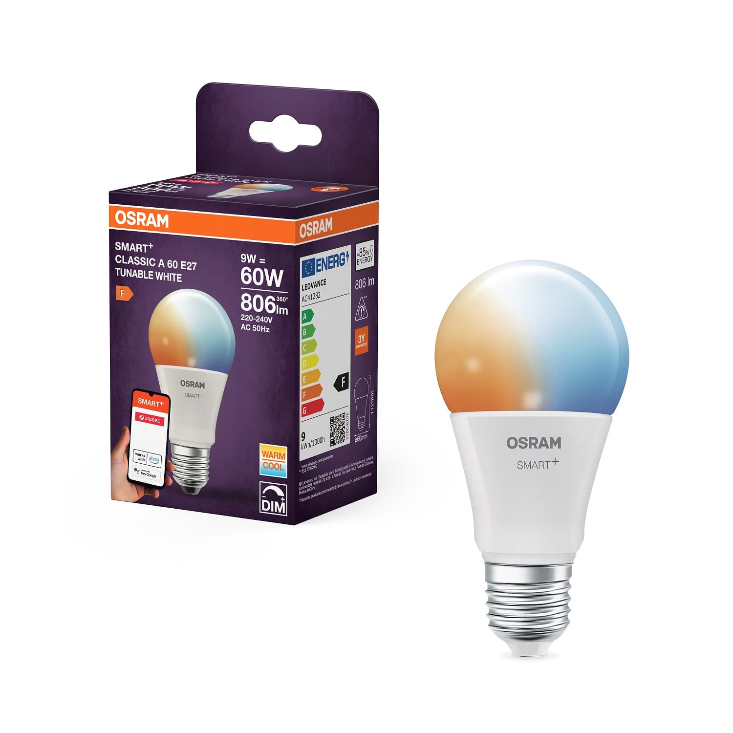 OSRAM SMART+ Zigbee E27 LED Pære 9W i TW (2700K-6500K)