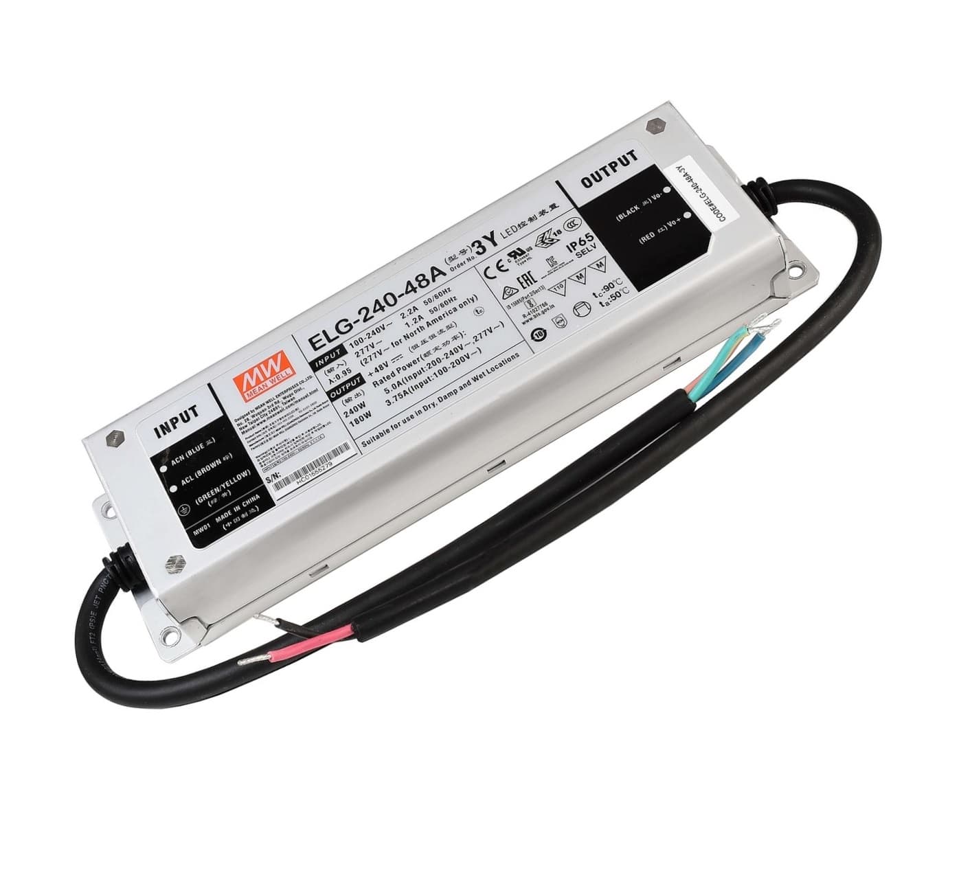 Mean Well ELG-240 LED Driver Til 48V MAX 240W, IP67, 230V
