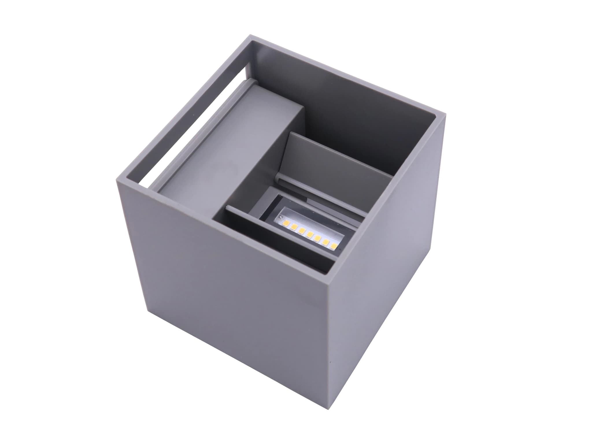 LEDOM CUBE LED Udendørs Væglampe 6W Up/Down i 3000K, IP54 - Grå