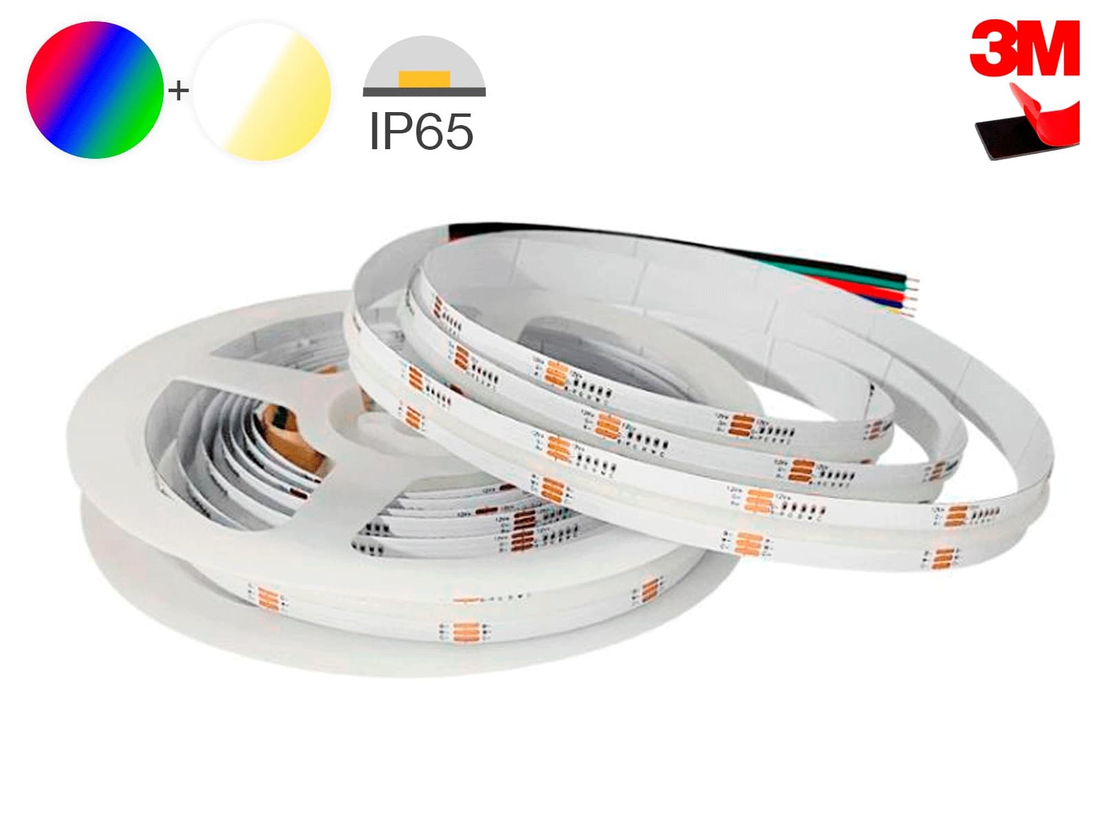 LightMore RGB+CCT COB LED Strip 24V, 20W/m, IP65, Ra90 - 10 Meter