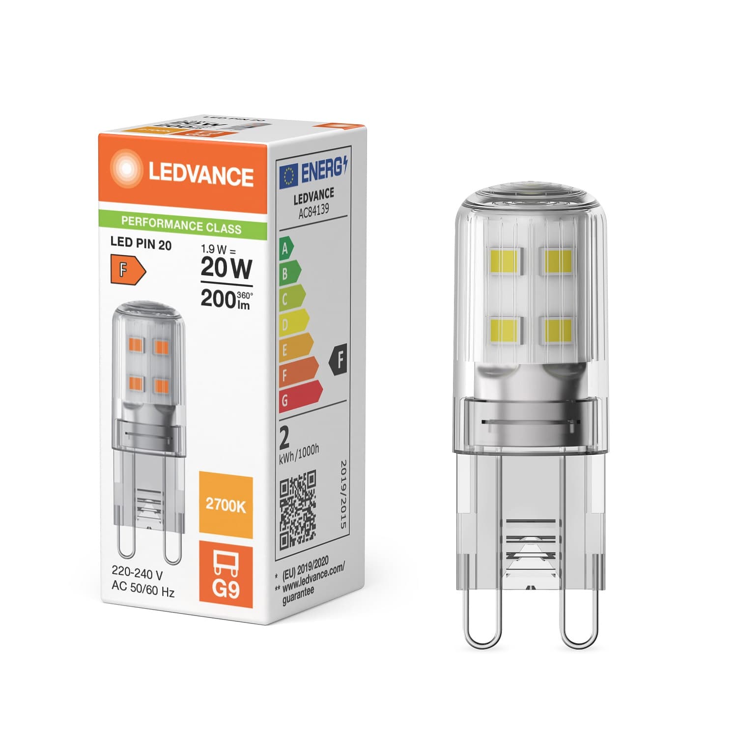 LEDVANCE G9 LED Pære På 1,9W i 2700K, 230V