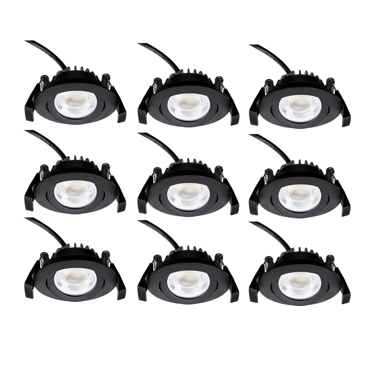 9 x Low Profile LED Indbygningsspot 5W, Dim2Warm, Ra95 - Sort