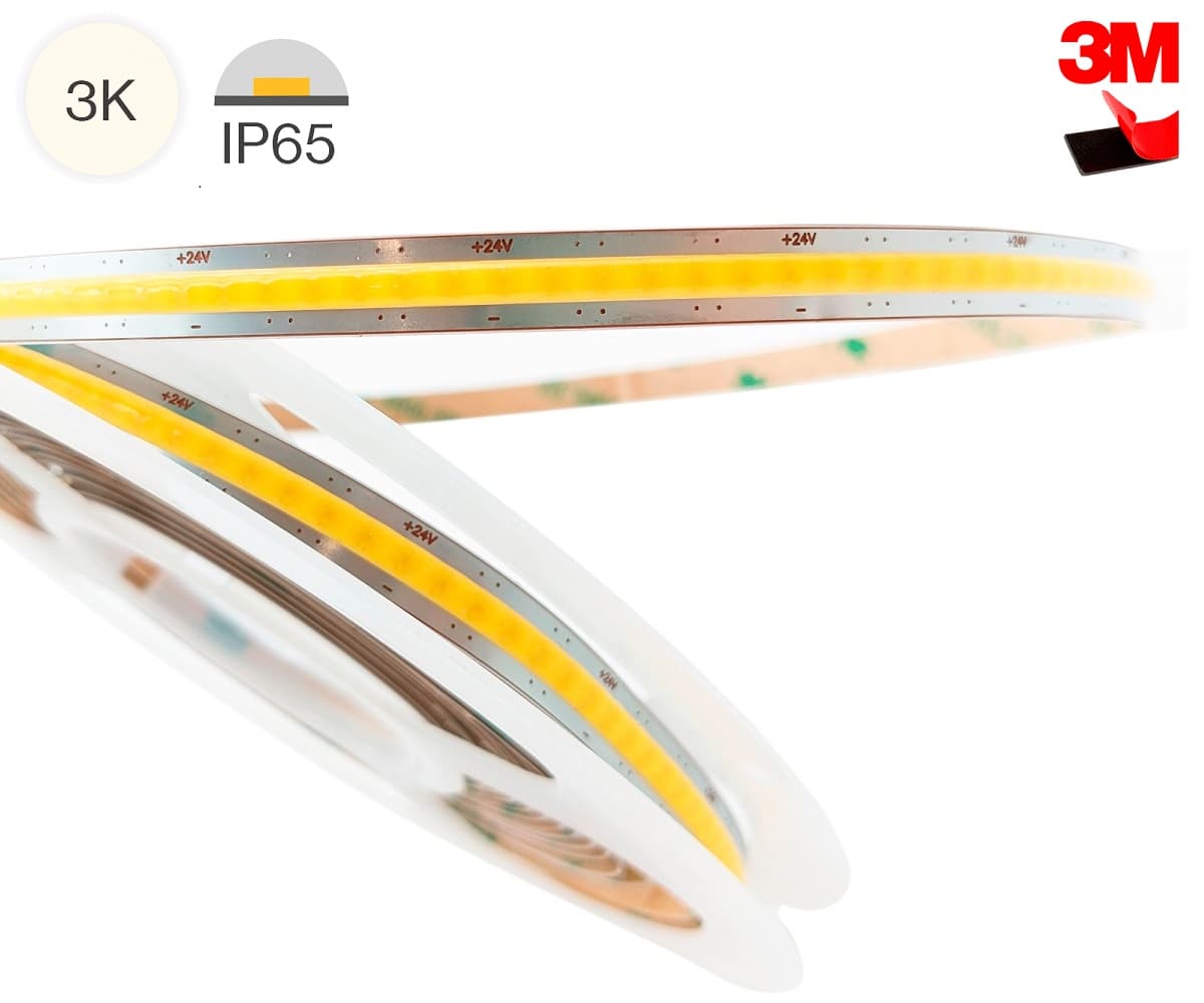 LightMore FREE CUT COB LED Strip 24V, 8W/m, 3000K, Ra90, IP65 - 5 Meter