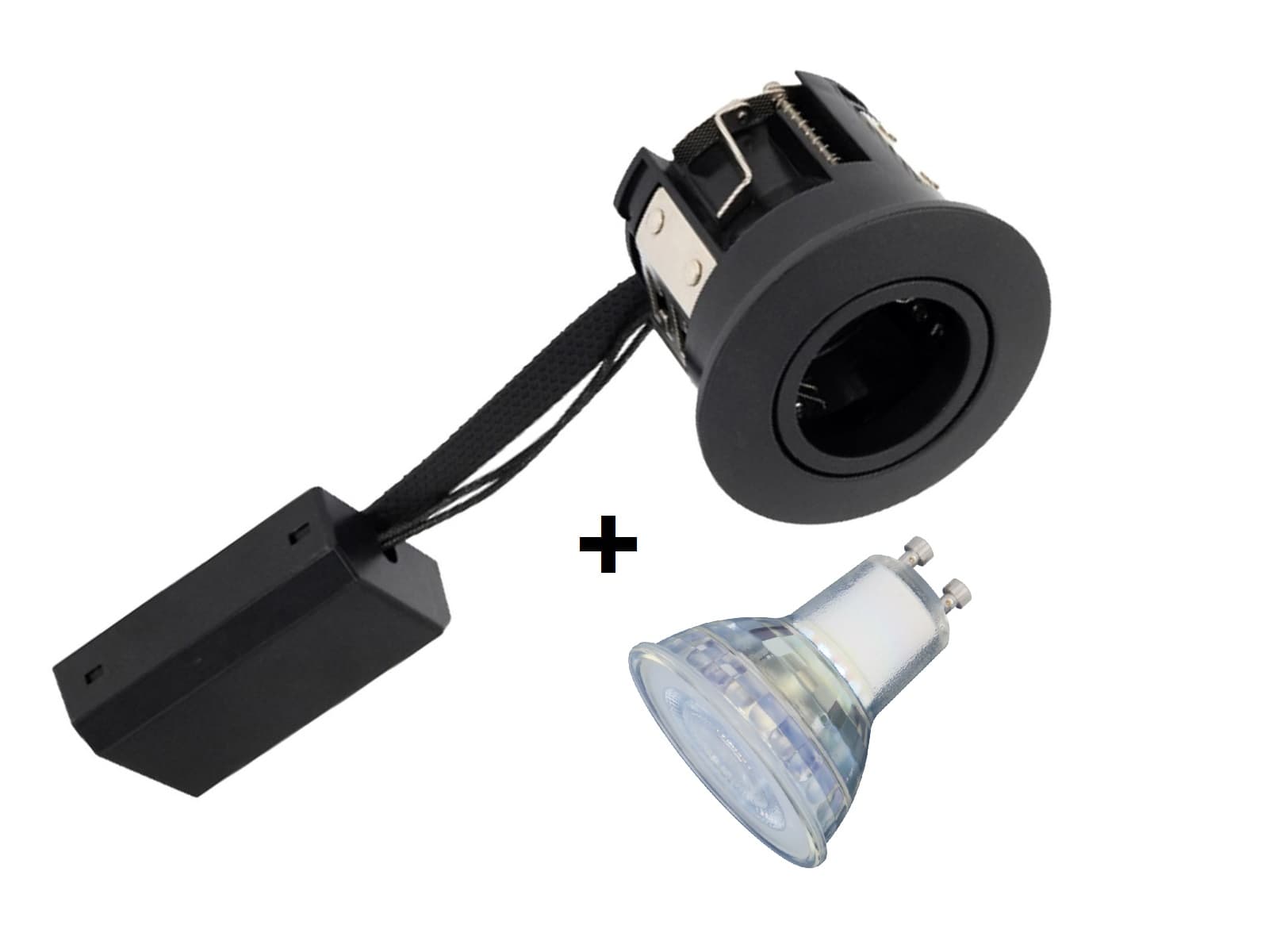 Lyra Indbygningsspot 230V i Sort + LED i 3000K, Dæmpbar, Ra90