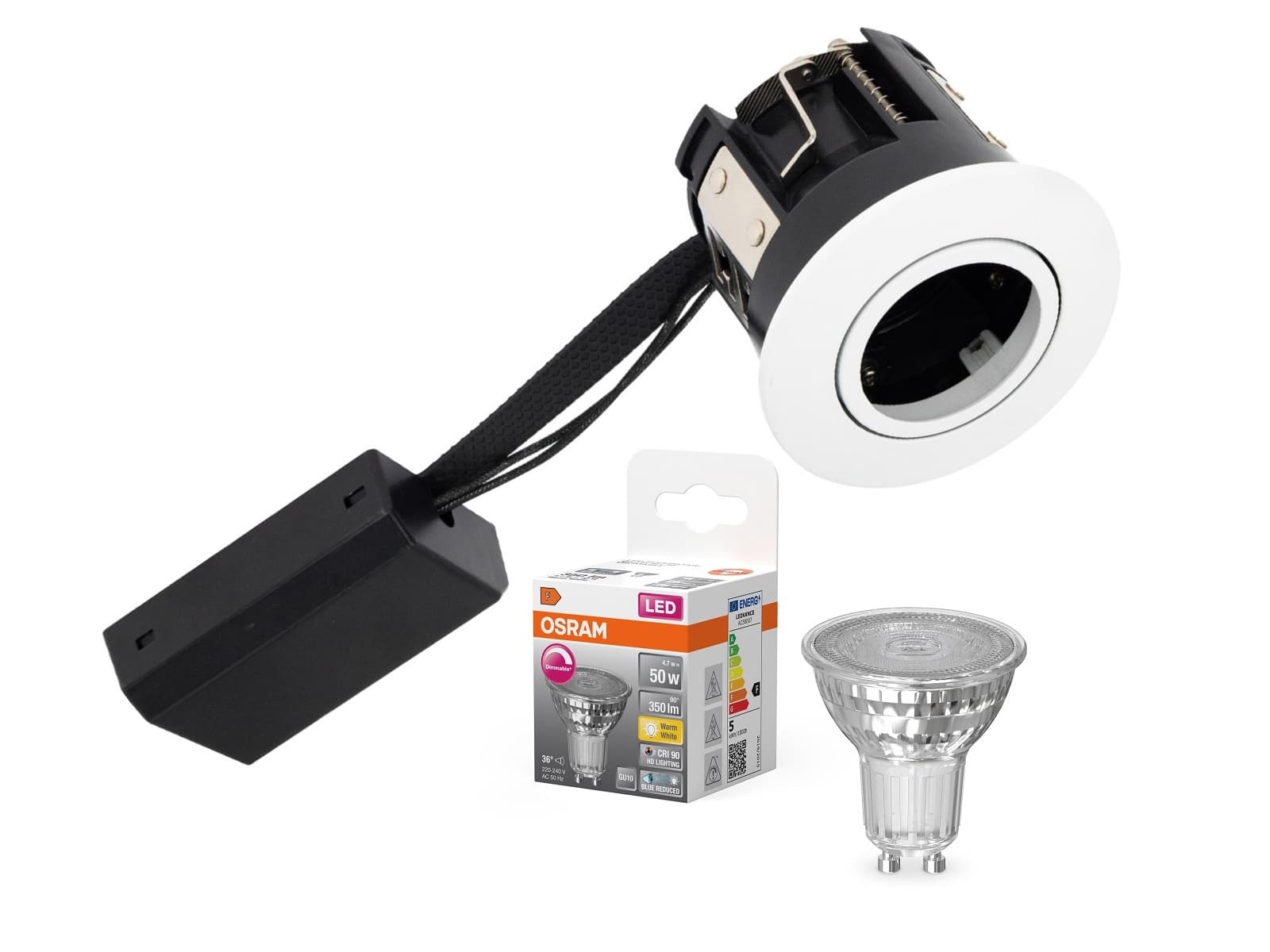 Lyra Indbygningsspot 230V i Hvid + LED i 2700K Dæmpbar Ra90