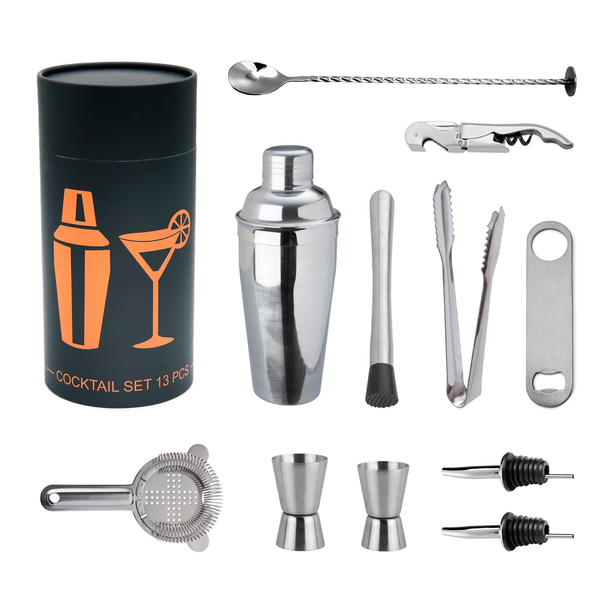 Stålbarset med Cocktailshaker  13 Delar