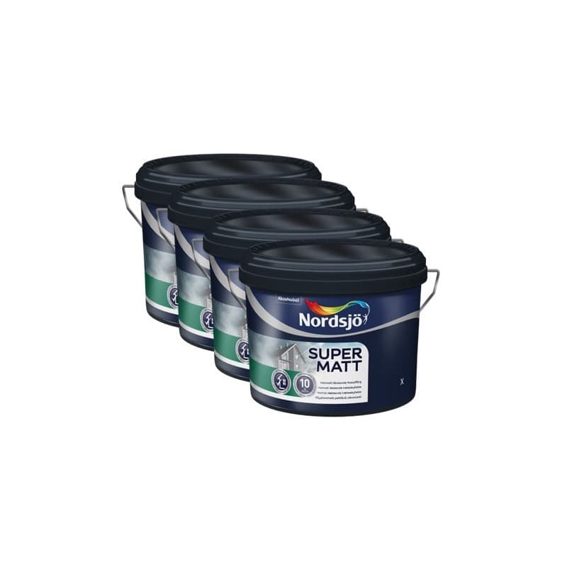 Nordsjø Supermatt Træbeskyttelse 4 x 10 ltr. 337 Nordic Classic Black (Sort) - Vandbaseret træbeskyttelse