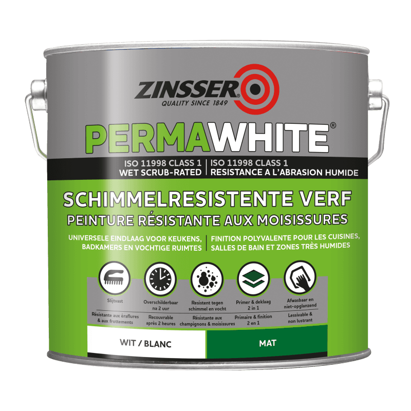 Zinsser Perma White Interieur Mat  2,5 ltr.  - Zinsser vådrumsmaling