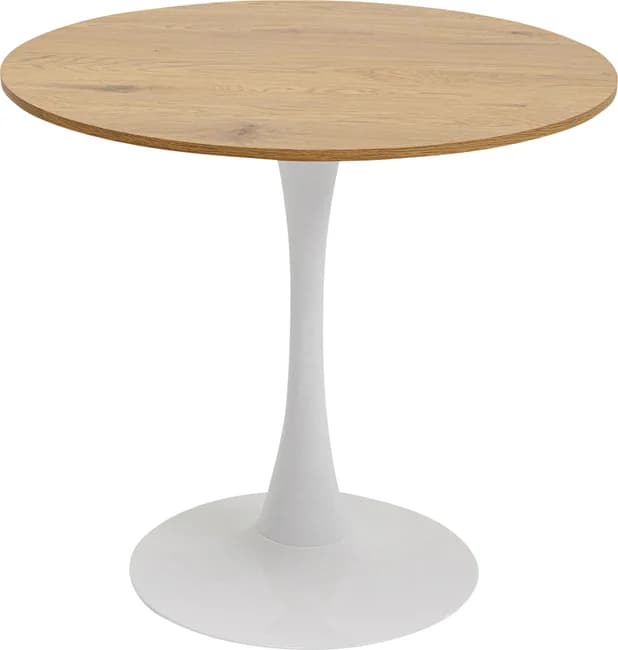 KARE DESIGN Schickeria matbord, runt - laminat med eklook och vitt stål (Ø80)