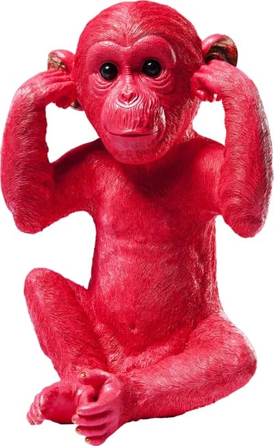 KARE DESIGN Monkey Kikazaru spargris - röd polyresin (H:35)
