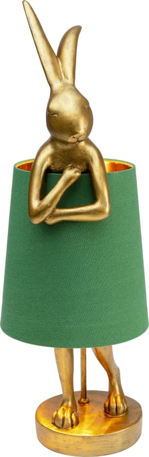 KARE DESIGN Animal Rabbit bordslampa - grönt linne och guld polyresin/stål