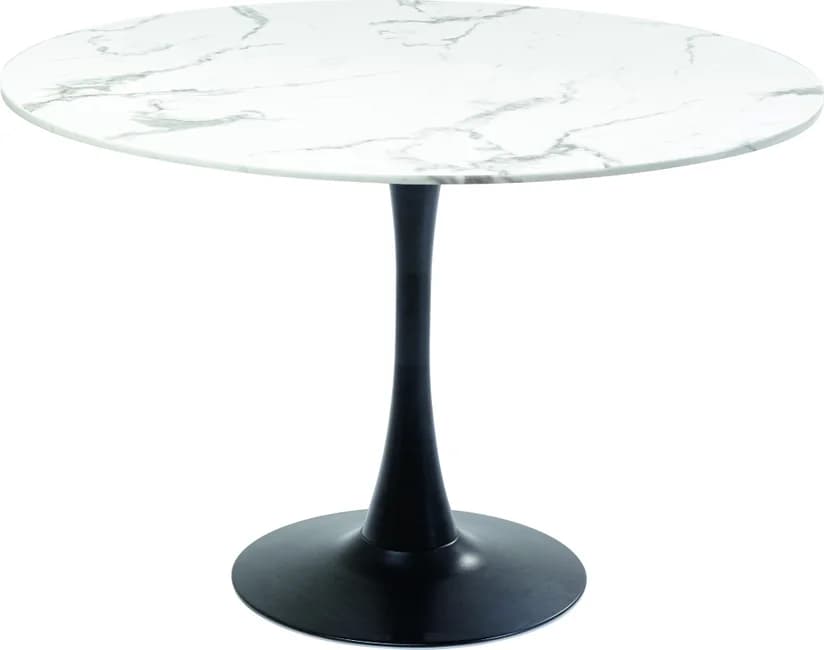 KARE DESIGN Schickeria matbord, runt - vit marmorlook laminat och svart stål (Ø110)