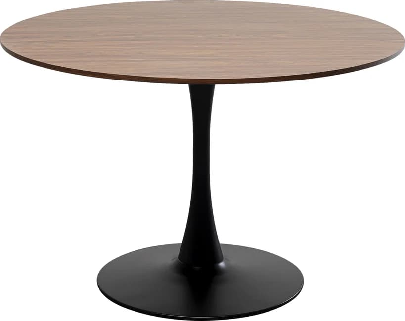 KARE DESIGN Schickeria matbord, runt - valnötsfärgat laminat och svart stål (Ø110)