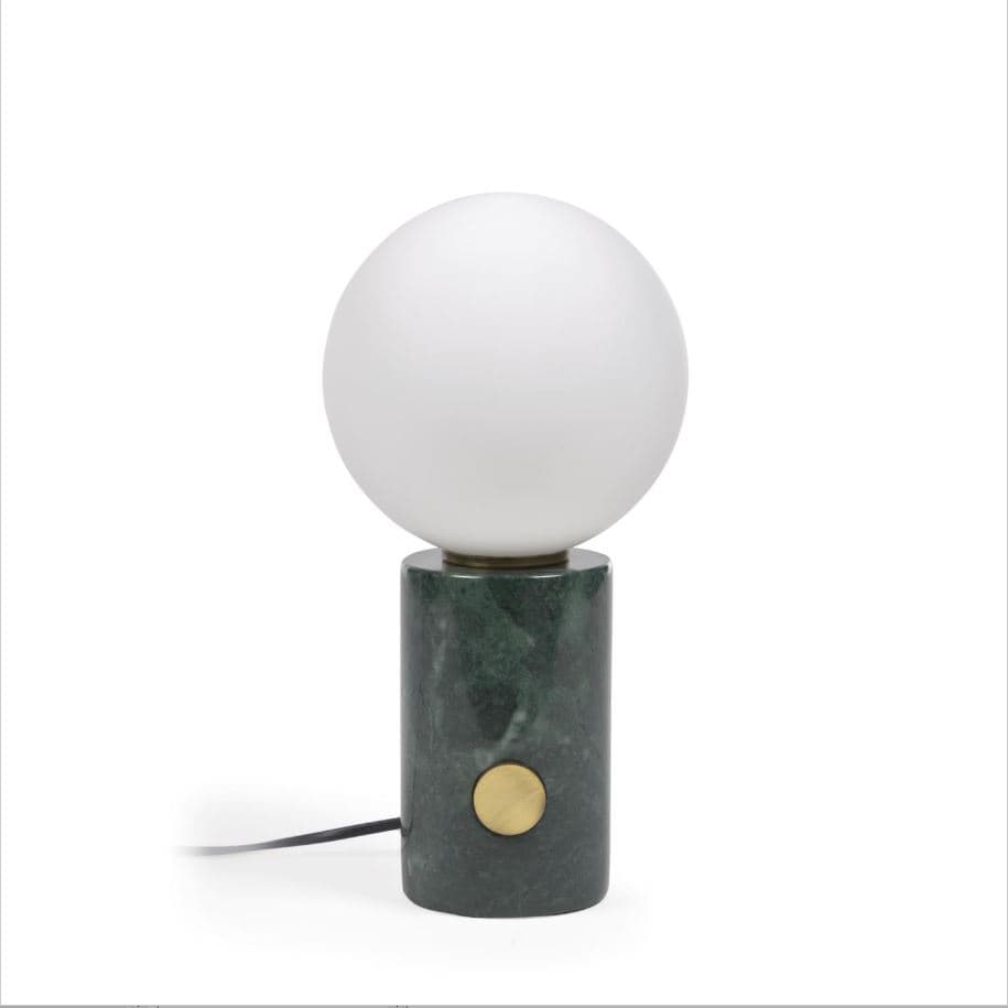 KAVE HOME Lonela Bordslampa, Runt - Frostat Glas och Grön Marmor (Ø 15 cm)