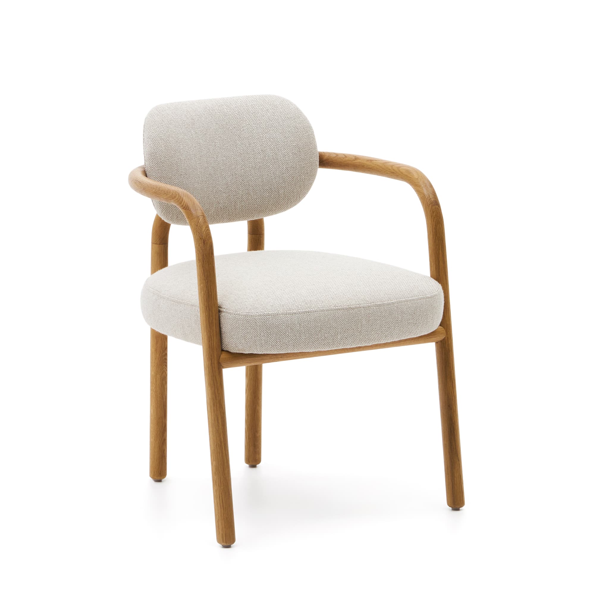 KAVE HOME Melqui beige stol i massiv ek med naturlig finish