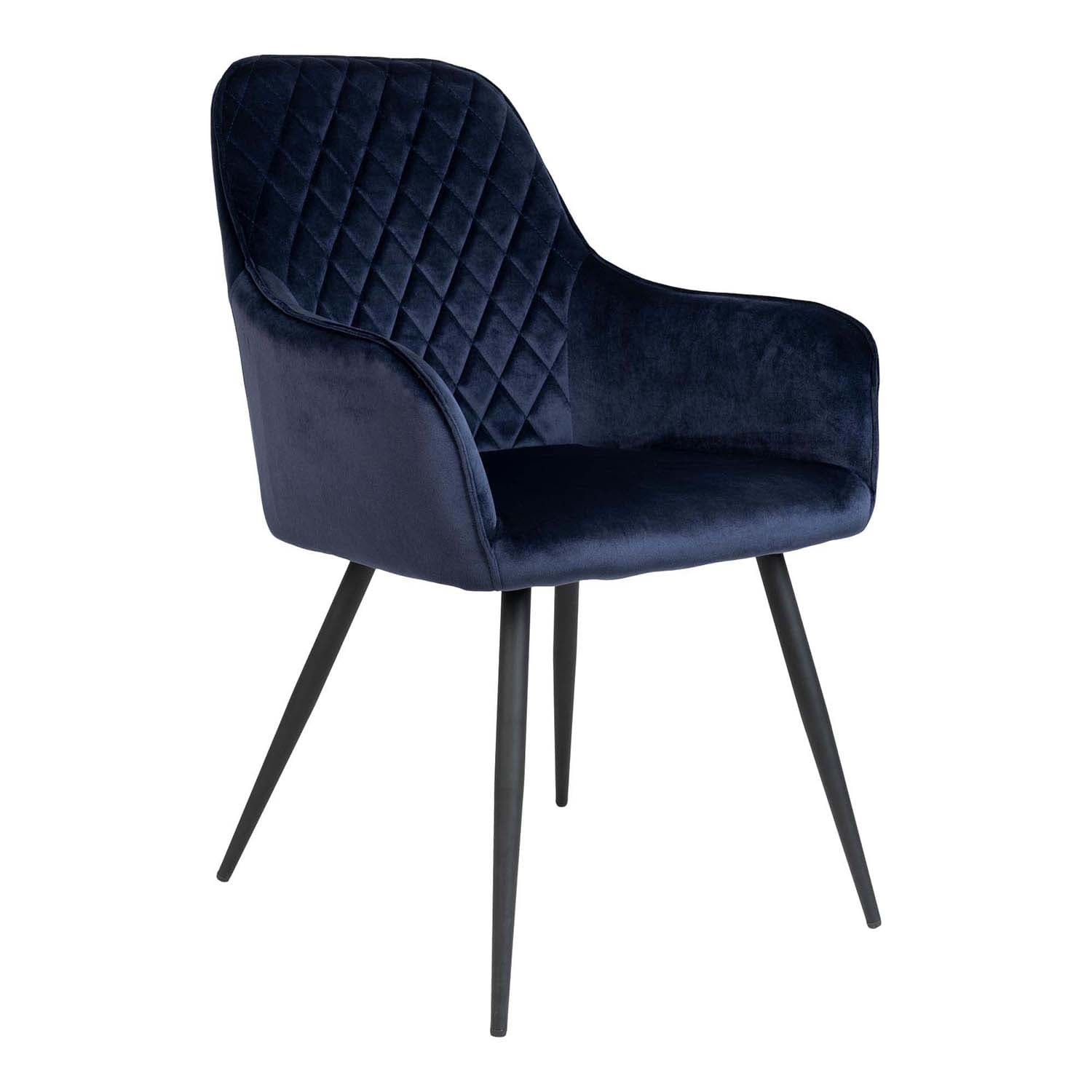 HOUSE NORDIC Harbo Matstol, med Armstöd - Blå Velour och Metall