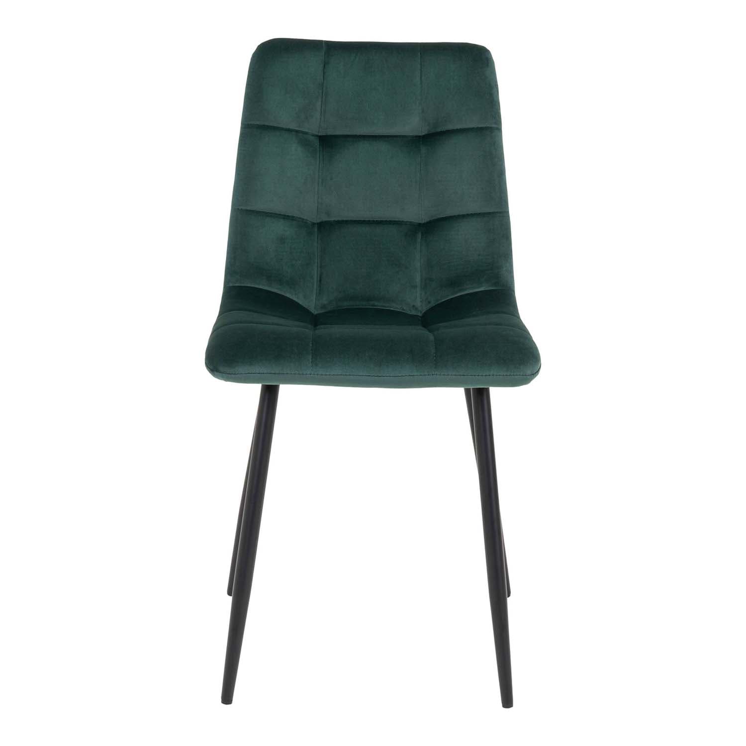 HOUSE NORDIC Middelfart matbordsstol - mörkgrön velour och svart stål