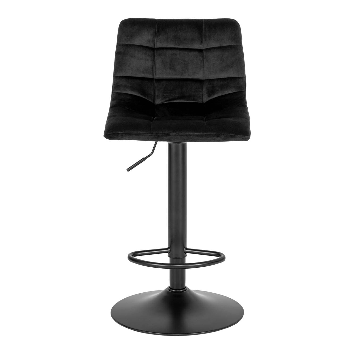 HOUSE NORDIC Middelfart barstol, med ryggstöd, fotstöd, justerbar höjd - svart velour och svart stål