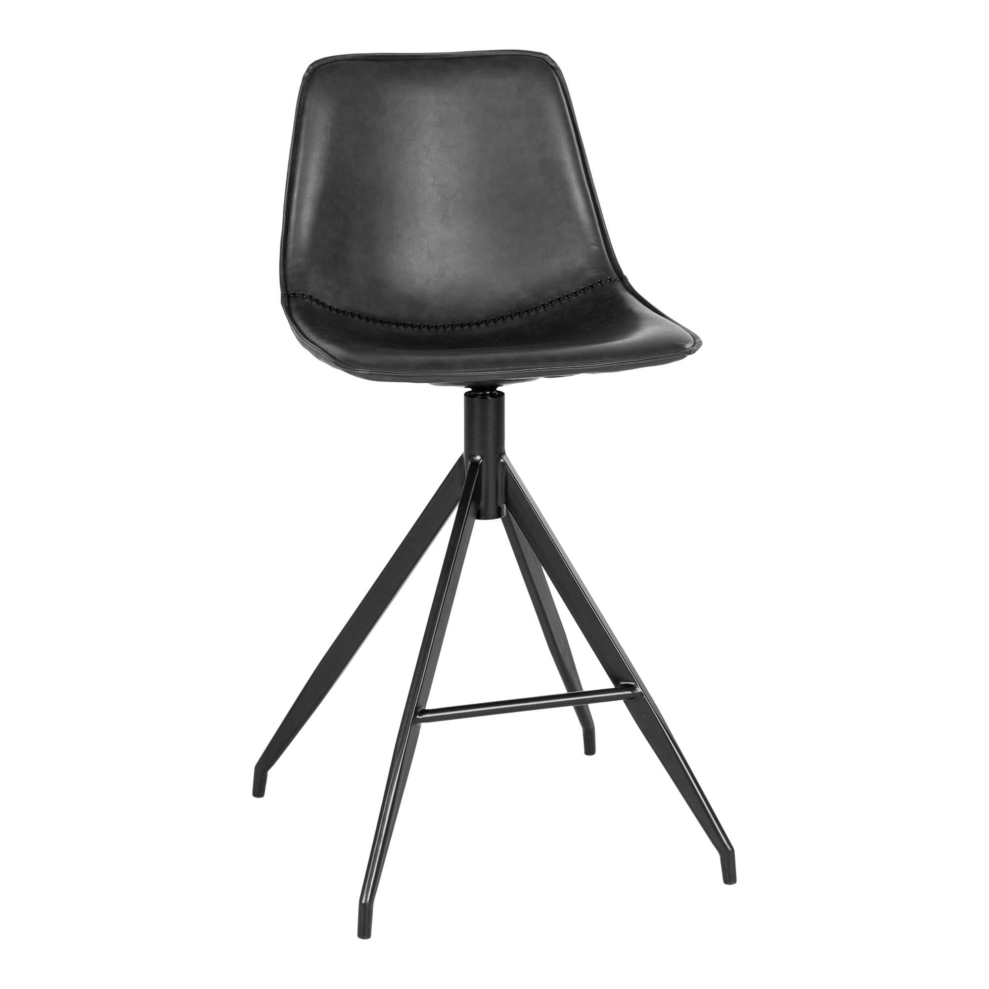HOUSE NORDIC Monaco Counter Chair - Counter stol, PU-läder, svart, svart stol, HN1228
