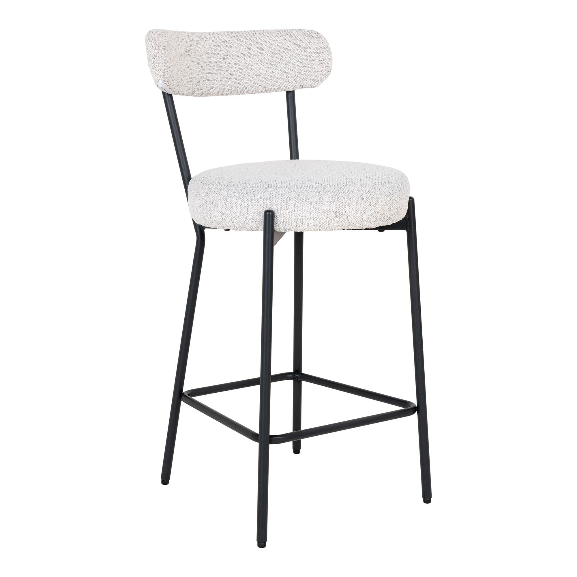 HOUSE NORDIC Barstol, vit bouclé med svarta ben, HN1270