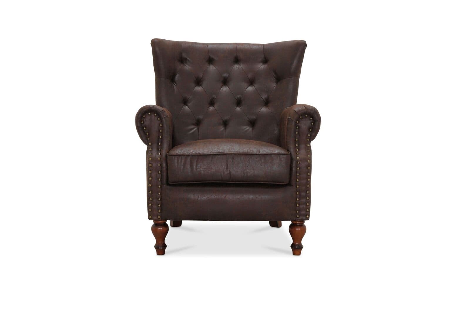 HAGA London Chesterfield Fåtölj - Brunt Läder PU