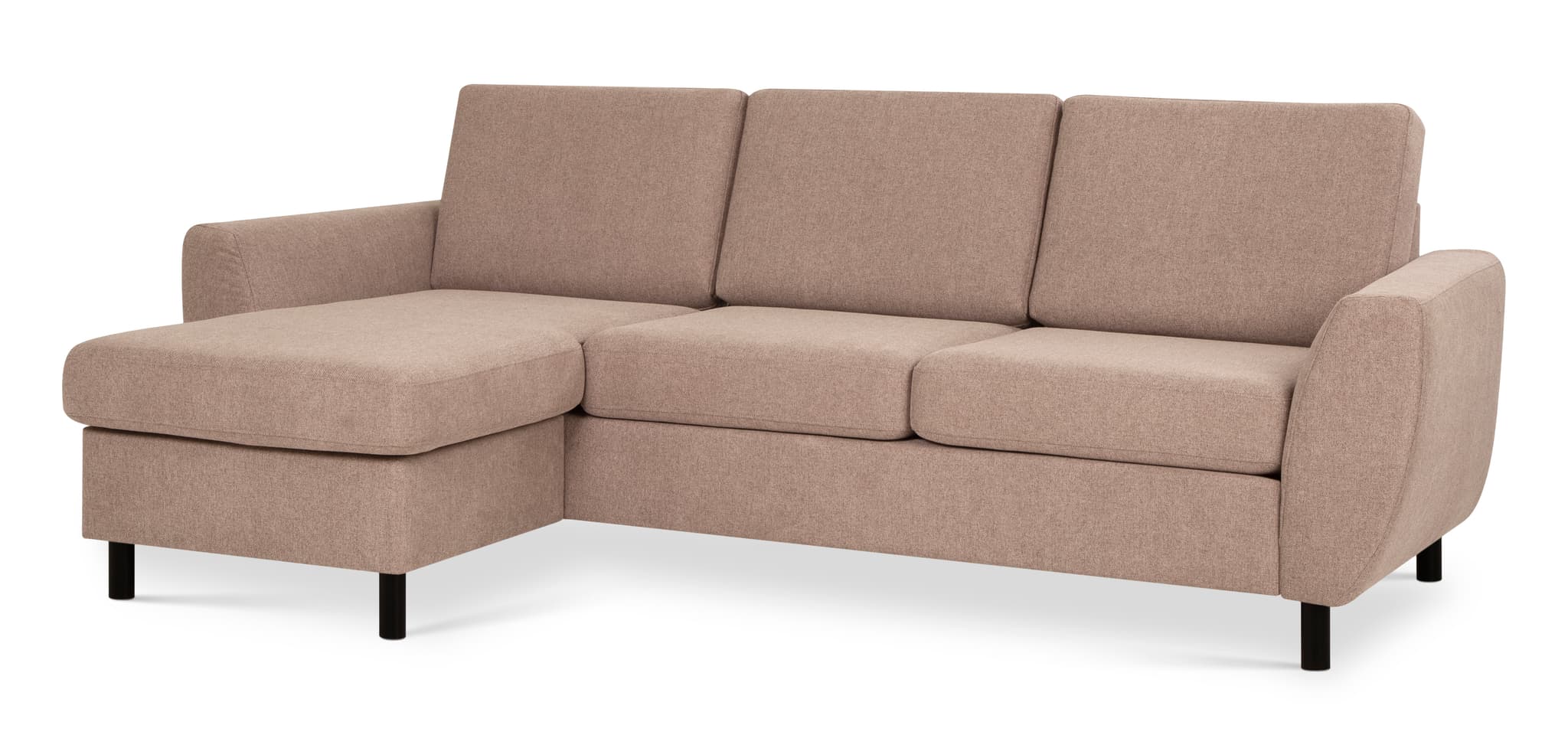 Wendy set 1 3D-soffa, med schäslong - antilop beige polyestertyg och svart trä